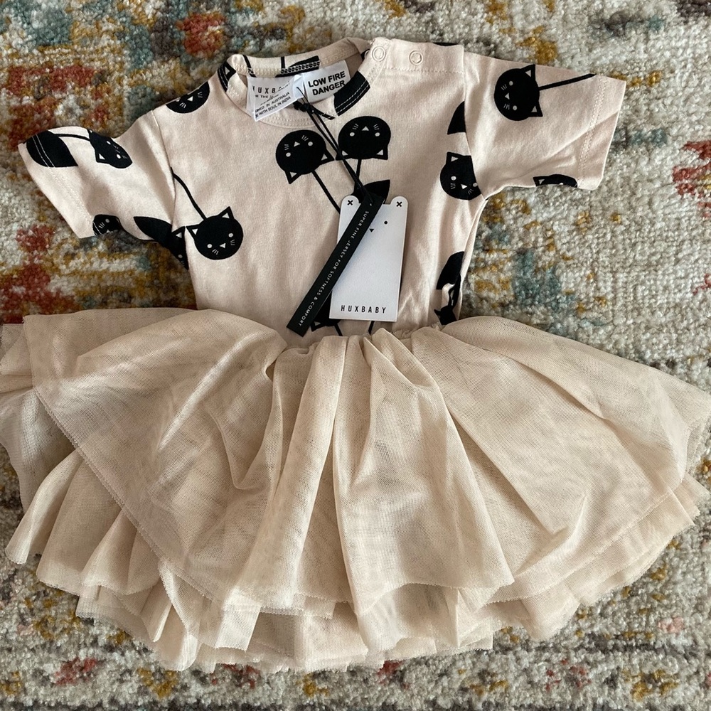 Hux Baby Cherry Cat Tutu Dress